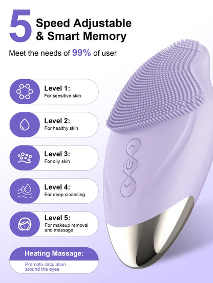 Ultrasonic Silicone Facial Cleansing Brush - Deep Pore & Skin Massager